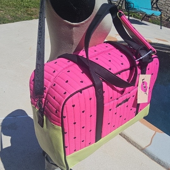 Betsey Johnson Pink and Green Travel Bags with Polka Dots - Picture 2 of 5
